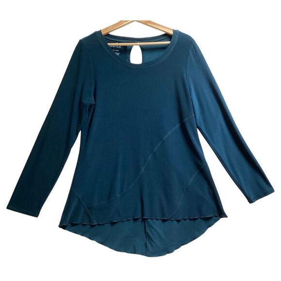 UbU Escape Long sleeve Hi-Lo tunic top keyhole back  women’s L teal bluish - Picture 1 of 3